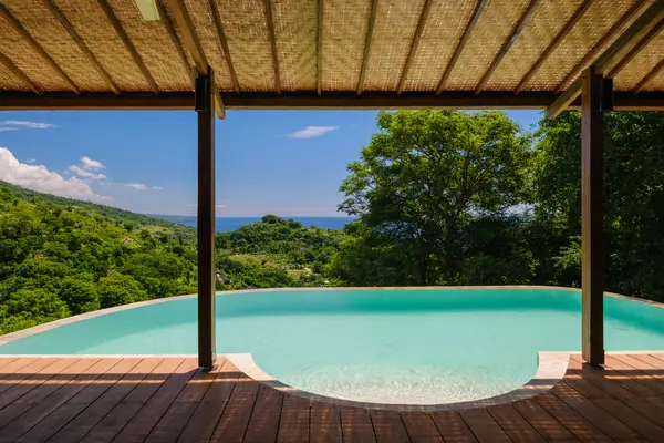 Pool terrace with panoramic sea view