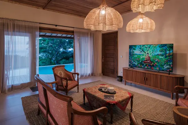 Open-plan living and dining area
