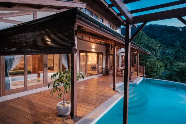 Villa Layan infinity pool at golden hour