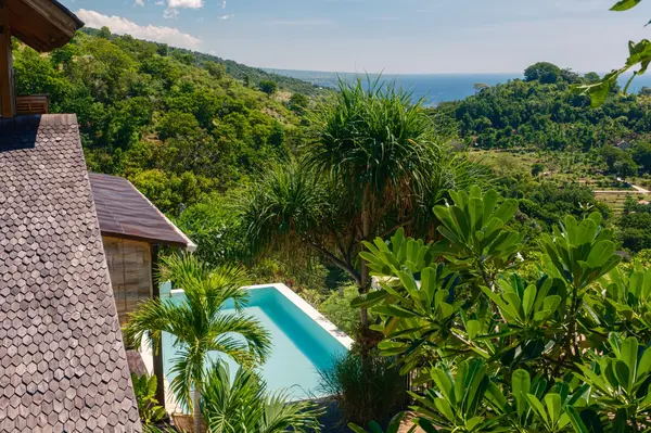 Pool terrace with ocean view